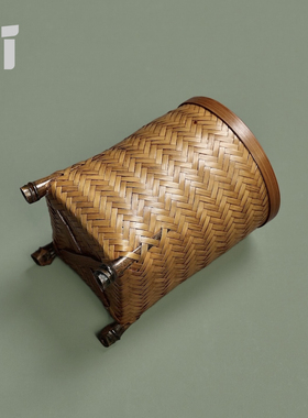 阿德竹编六君子茶筒收纳筒