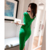 Hàn Quốc Lin 2019 mùa thu mới của phụ nữ thời trang gợi cảm túi hông hở eo thon dài váy đầm thủy triều - Váy eo cao đầm rút dây eo Váy eo cao