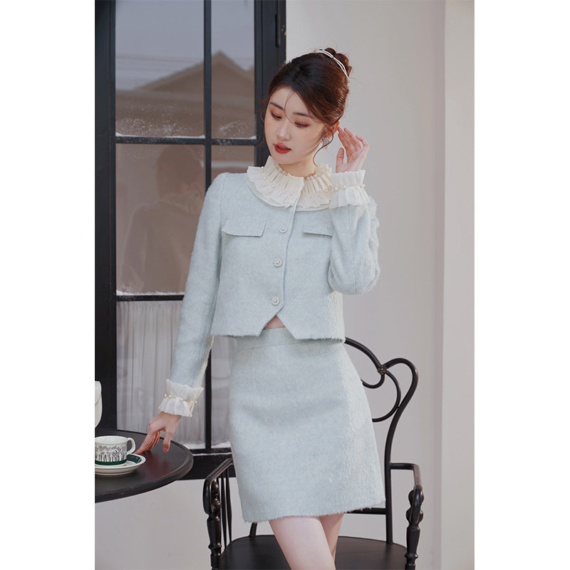 小香风毛呢套装裙女2025新款春季两件套时尚气质短外套半身裙套装,淘宝优惠券,粉丝福利购,淘宝优惠卷