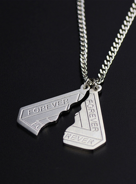 潮牌嘻哈forever分裂字母项链