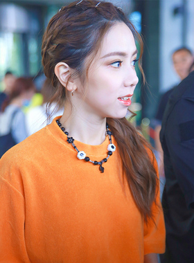 音符嘻哈风蹦迪钛钢珍珠项链