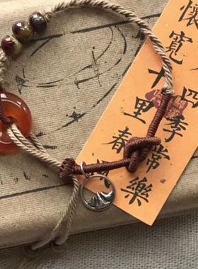 新中式森系儿童绿色竹节蝴蝶串珠手链女生古风小众手串高颜值手饰