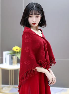 新娘婚纱礼服演出旗袍上衣毛披肩
