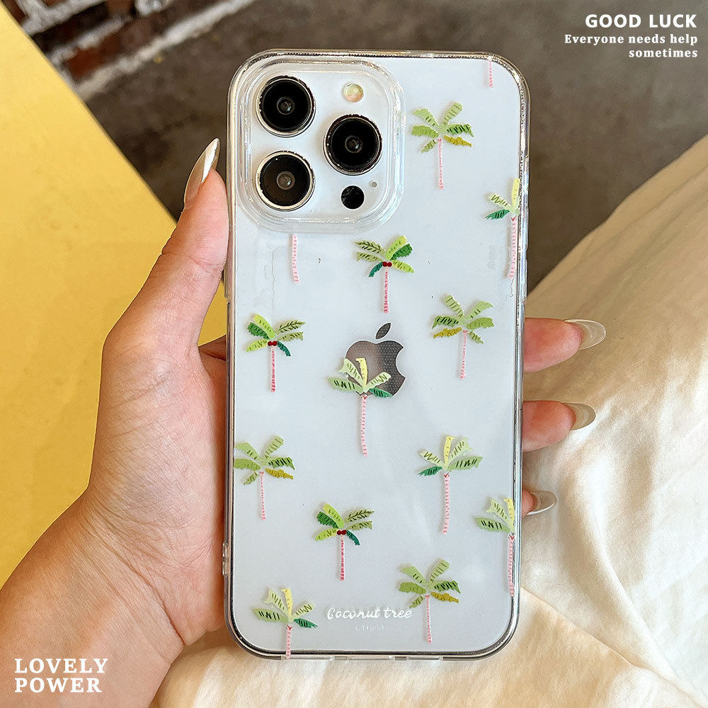椰子树高透壳适用苹果17promax透明手机壳迷你椰树iPhone16保护套,淘宝优惠券,粉丝福利购,淘宝优惠卷