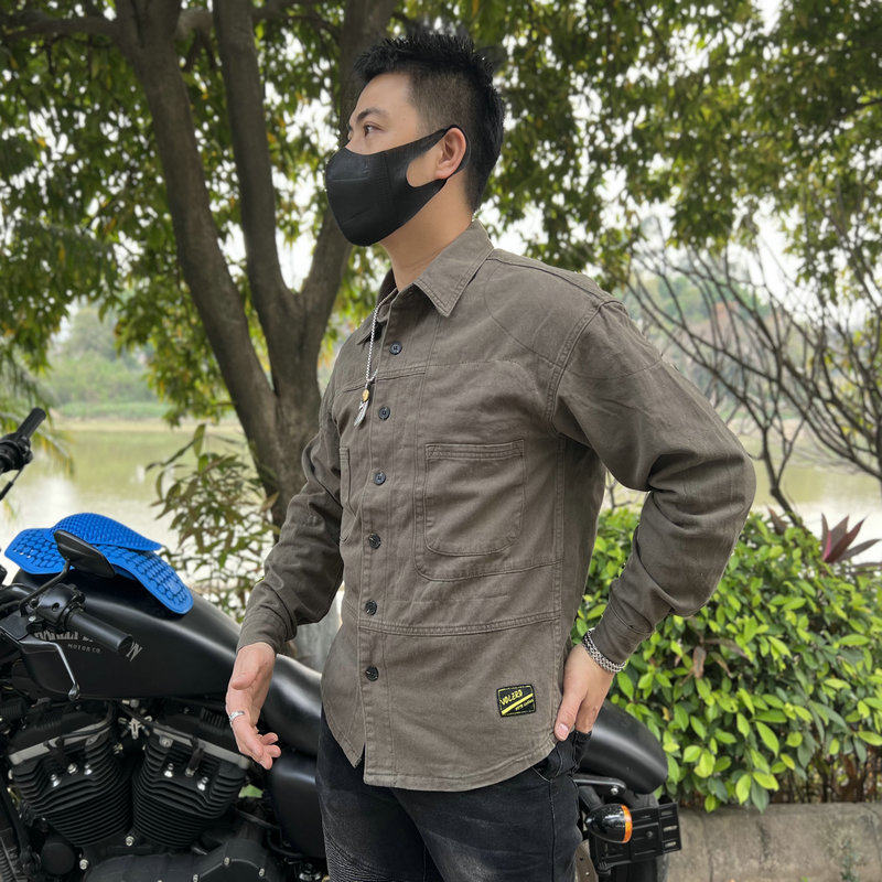 沃镭罗 摩托车骑行服男休闲四季机车夹克衬衫防摔防水冲锋衣长袖
