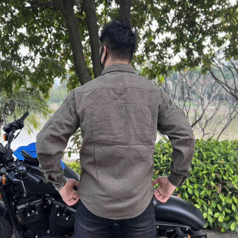 沃镭罗 摩托车骑行服男休闲四季机车夹克衬衫防摔防水冲锋衣长袖
