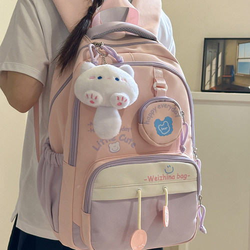 儿童书包女小学生三到六年级初中生轻便减负大容量双肩包高中背包 - 图2