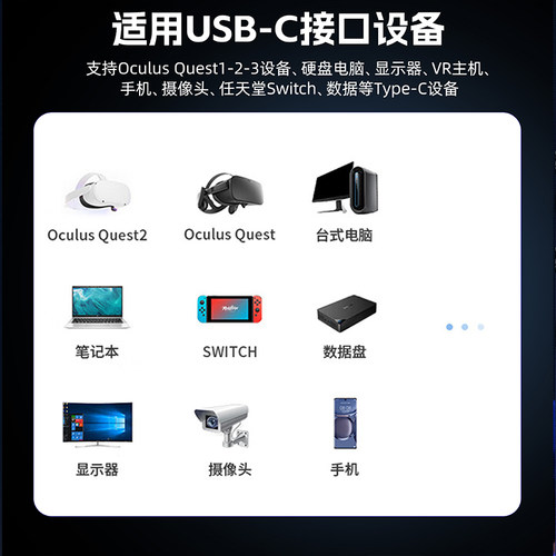VR串流线 适用Oculus Quest2/3 link头盔弯头移动硬盘数据线Pico neo 3/4眼镜充电线steam电脑游戏Meta连接线 - 图2