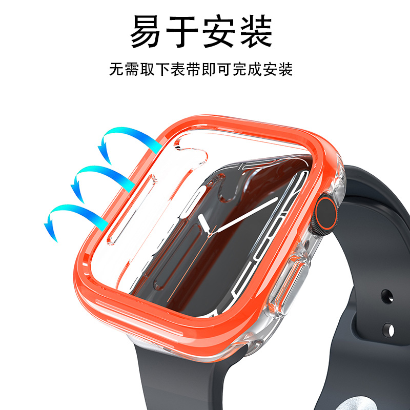 适用苹果手表ultra多巴胺双色糖果保护壳iwatch9se5678边框透明套-图2