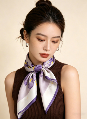 杭州丝绸100%桑蚕丝真丝丝巾女2026春秋夏季围巾系脖高级感大方巾