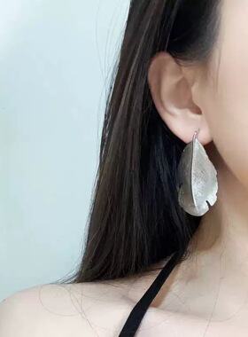 小众设计银色羽毛吊坠项链耳环文艺民族风锁骨链