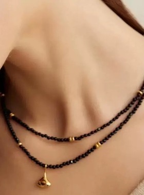 红色串珠双层心愿小众设计本命年高级百搭项链