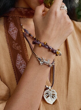 斯瓦山丘斑马编织手链个性复古民族度假风百搭手链