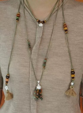 小众果实流苏民族复古风叠戴项链手工串珠耳环