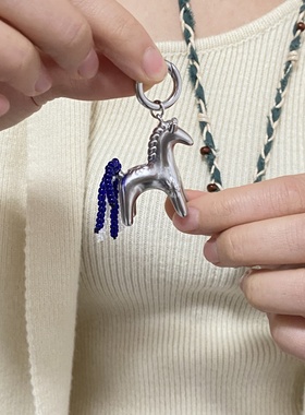 马到成功手工编织可拆卸小马项链吊坠多用途挂件毛衣链
