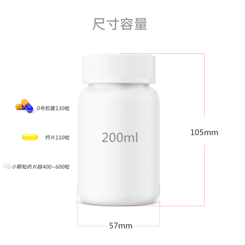 200CC大容量药瓶空瓶子药盒子瓶盖内置固体干燥可替换隐私密封 - 图0