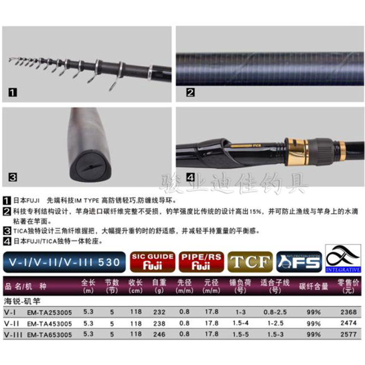 迪佳海锐1.5号2号长节矶钓竿日本进口富士斜导环碳素矶竿超轻正品-图1