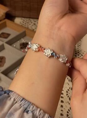 古风好运莲莲手链手工编织莲花纯手工彩色手绳编绳女友礼物高颜值