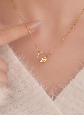 新款S925银简约半片雪花圆圈项链