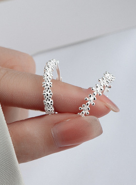 新款S925银素圈小雏菊戒指女韩国