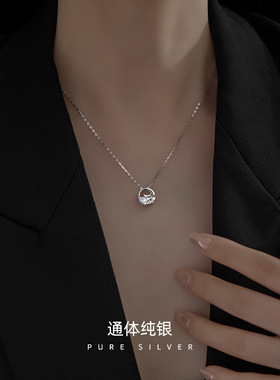 一汪清泉S925纯银月亮项链女韩国