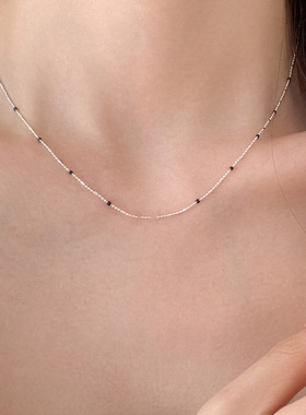 新款S925银韩国东大门黑色豆豆项