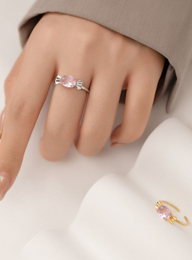 新款S925银日系可爱粉色糖果结戒