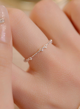 新款S925银韩系小众蝴蝶结戒指女