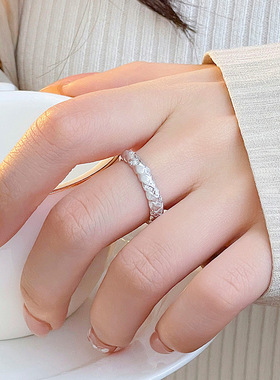 新款S925银麦穗拉丝编织戒指女中