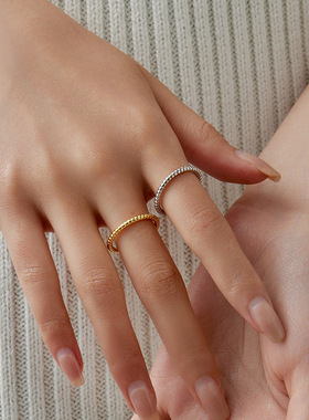 新款S925银麻花扭纹素圈戒指女时