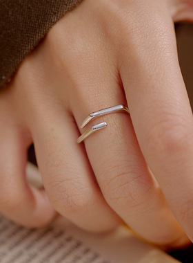 新款S925银极简六边形素圈戒指女