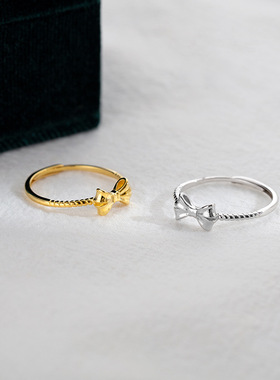 纯银蝴蝶结戒指女时尚轻奢小众设