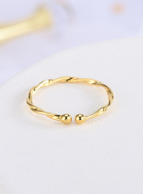 日韩版S925纯银极简细线条几何波