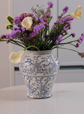 瑕疵陶瓷花瓶双拼青花瓷水培鲜花插花花器客厅餐厅岛台玄关桌装饰