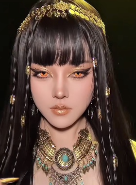 埃及艳后复古民族风项链头饰流苏发链发带超仙异域风情金色编发扣