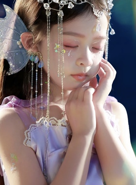六一儿童节头饰女生表演发饰小美人鱼耳饰鲛人异域风情额饰眉心坠