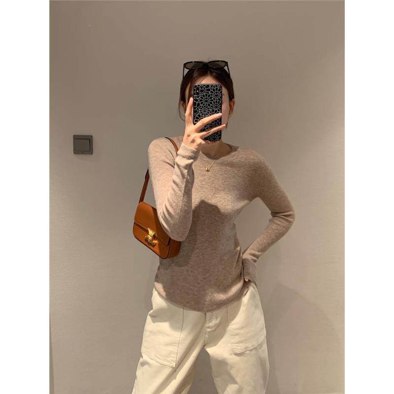 100%软糯羊毛衫女白色圆领针织毛衣内搭打底衫修身显瘦高级感上衣,淘宝优惠券,粉丝福利购,淘宝优惠卷