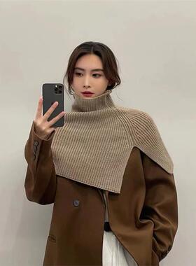100%羊绒高领套头披肩女