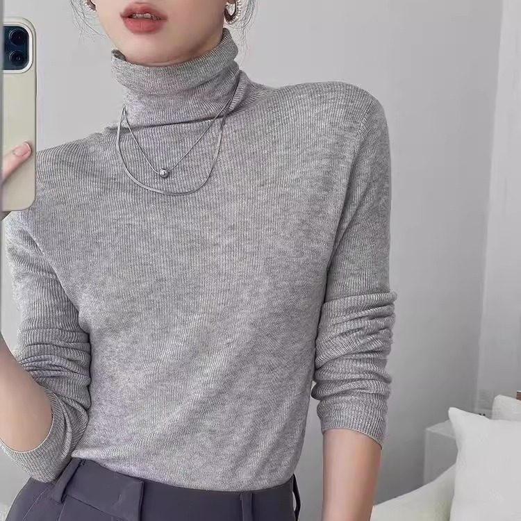 薄款精纺堆堆领白色羊毛衫女纯色修身长袖毛衣高领羊绒针织打底衫,淘宝优惠券,粉丝福利购,淘宝优惠卷