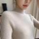 Autumn and winter knitted cashmere half turtleneck slim bottoming shirt for women