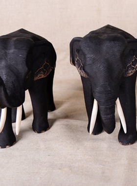 泰国特色摆设镇宅柚木小象工艺品