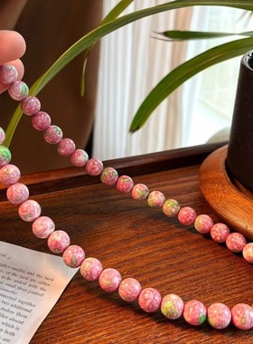 10mm陶瓷粉色串珠项链ins风小众