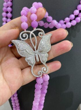 饰品气质优雅款8M紫色玉髓双层珍