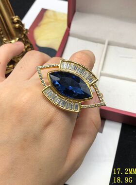 中古电镀真金设计感蓝钻百搭眼造