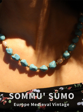 素沫复古法式合成绿松石天然淡水