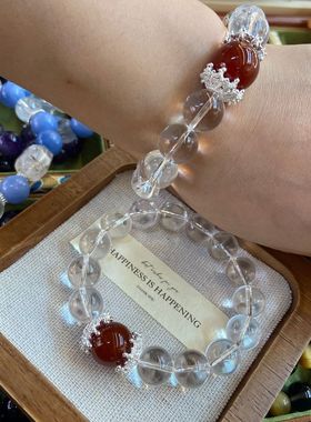 12MM白水晶红玛瑙春夏高级感手工