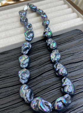 欧美热销异形巴洛克五彩极光黑珍