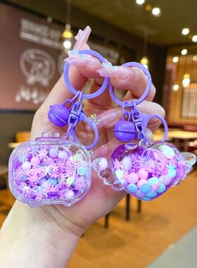 紫色雪花混款入油流沙瓶挂件创意