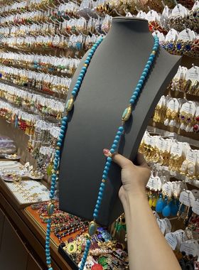 25秋季新款长款串珠绿松石项链毛