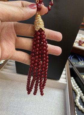 无琉璃新中式朱砂红10m琉璃项链